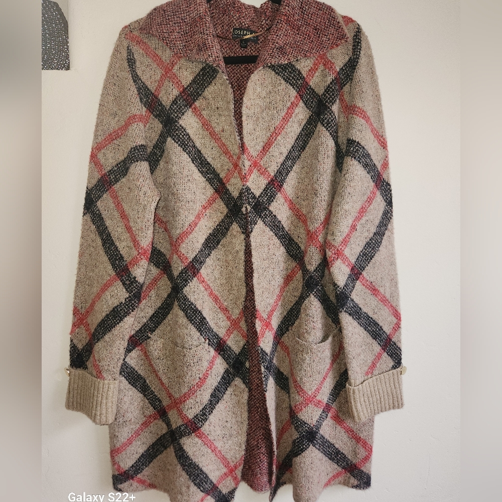 Joseph Checkered Open Front Cardigan SKU B02